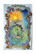 Heady Art Print Tapestry Surfing Skeleton
