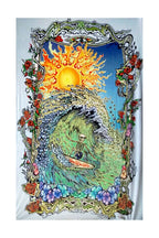 Heady Art Print Tapestry Surfing Skeleton