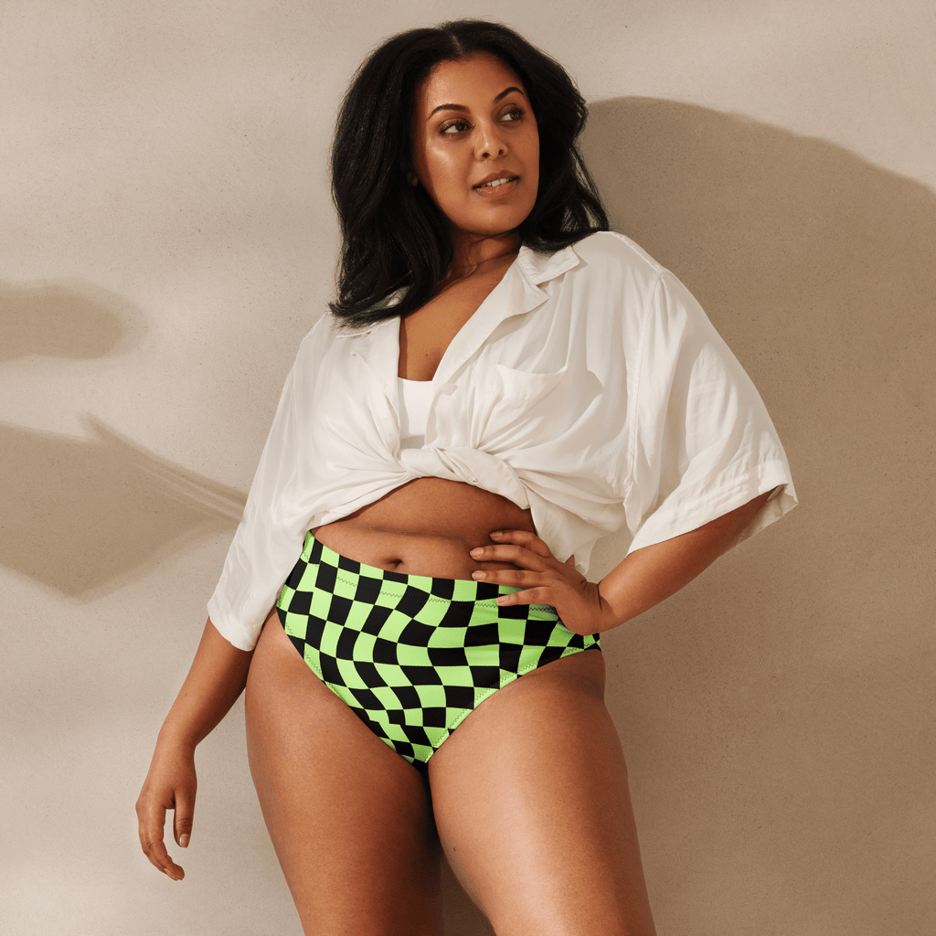 Toxic Tiles Checkerboard High-Waisted Sport Bikini Bottom