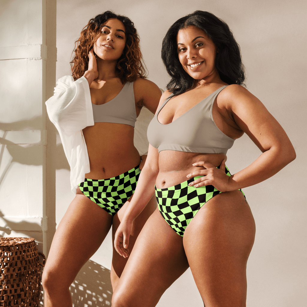 Toxic Tiles Checkerboard High-Waisted Sport Bikini Bottom