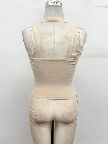 ITY Halter Ring Detail Top | Light Taupe