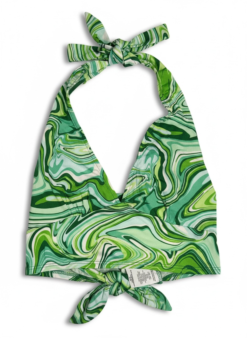 Retro Print Halter Crop Top & Wide Leg Pants Co-Ord