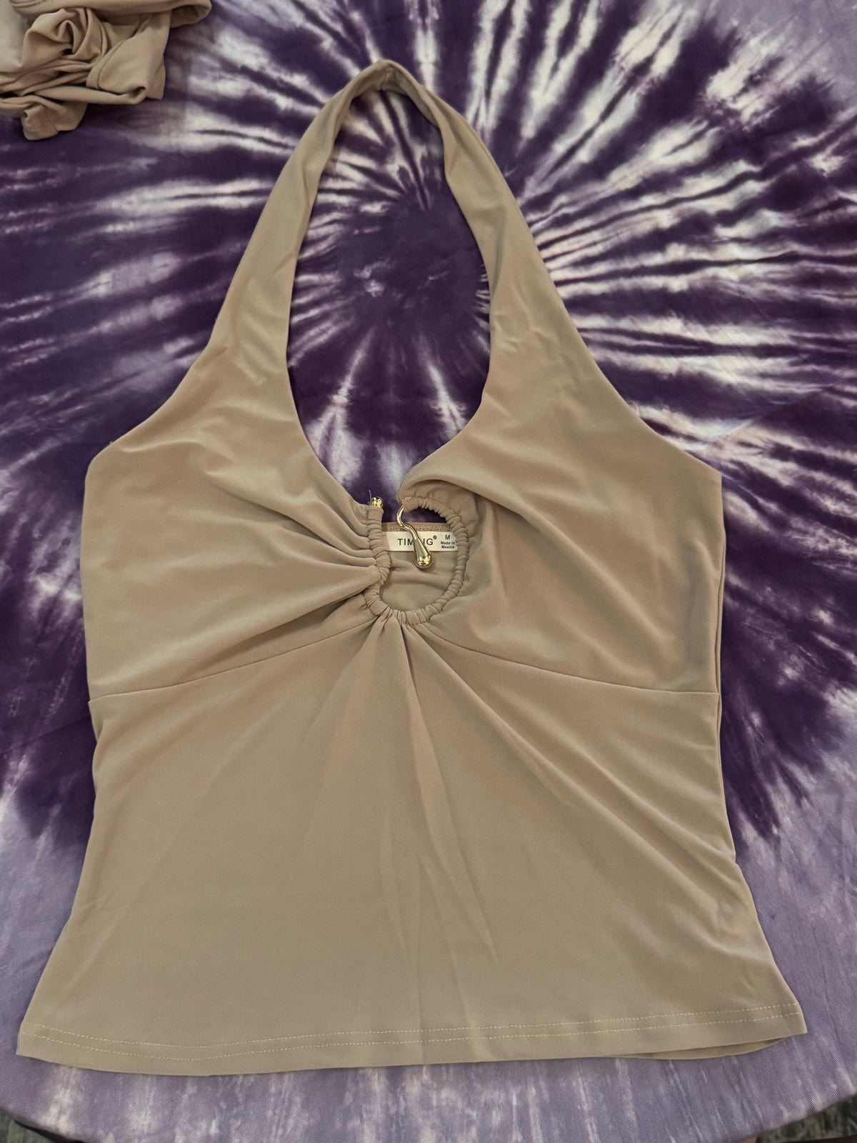 ITY Halter Ring Detail Top | Light Taupe