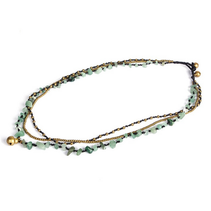 Amethyst and Jade with Brass Ball Necklace - Thailand