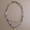 Amethyst and Jade with Brass Ball Necklace - Thailand