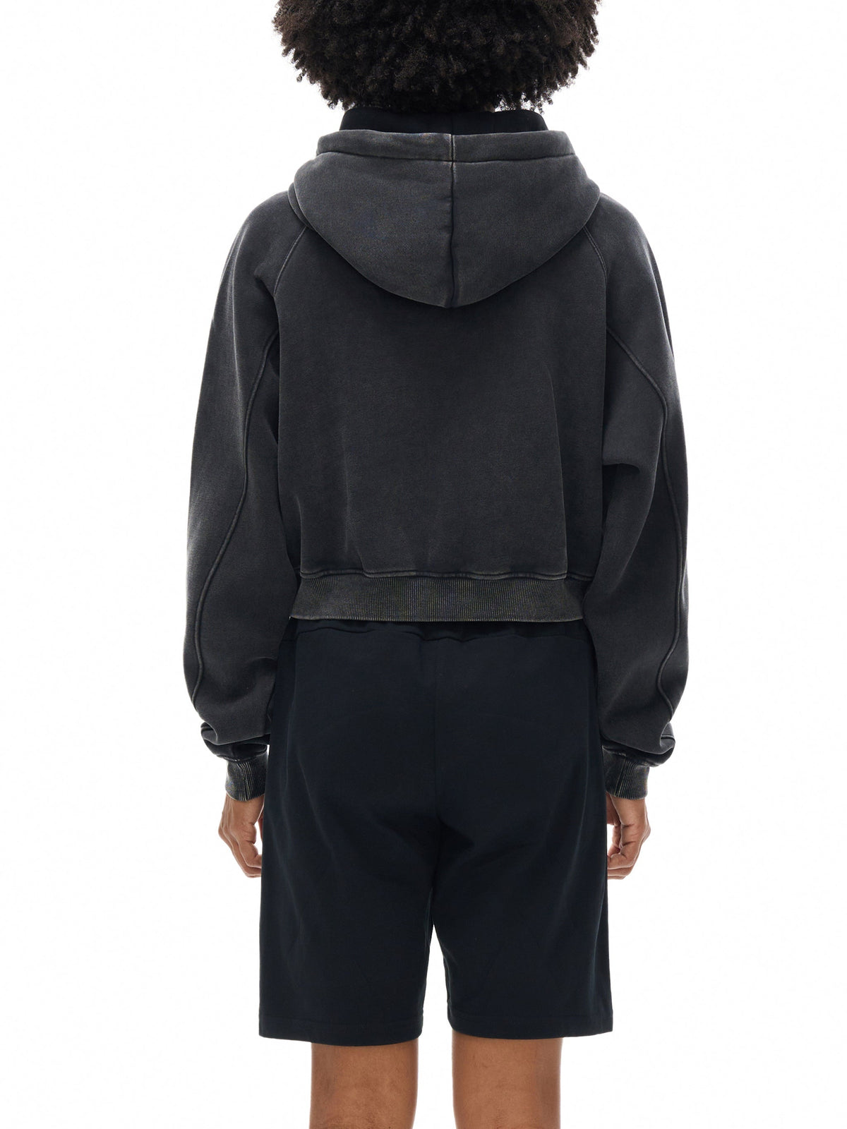 Basic B Grunge Wash Cropped Hoodie