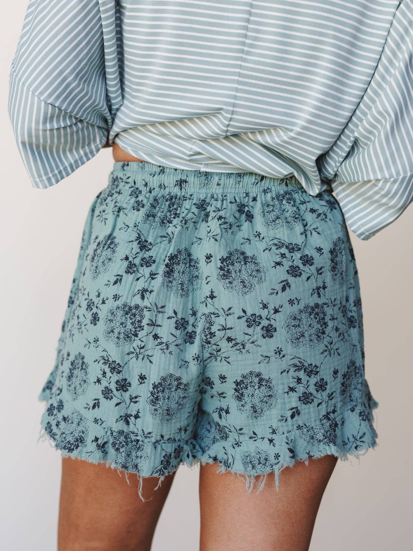Sandra Floral Ruffle Short | Turquoise