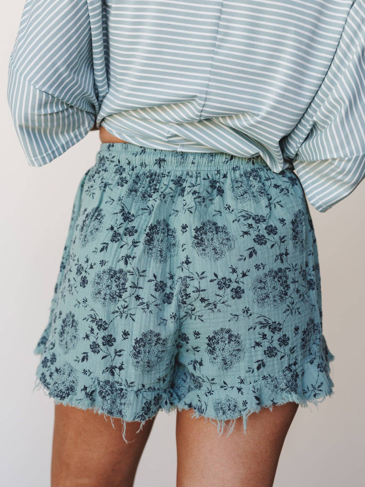 Sandra Floral Ruffle Short | Turquoise