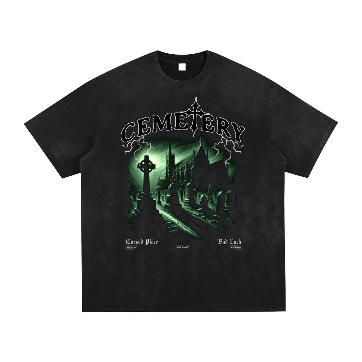 Cemetery Haunts Vintage Washed Hand-Frayed T-Shirt