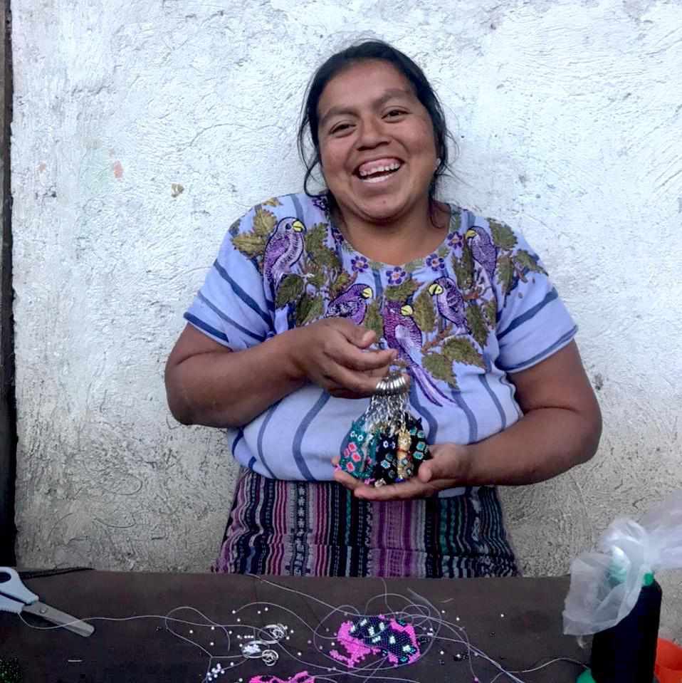 Unicorn Seed Bead Keychain - Guatemala