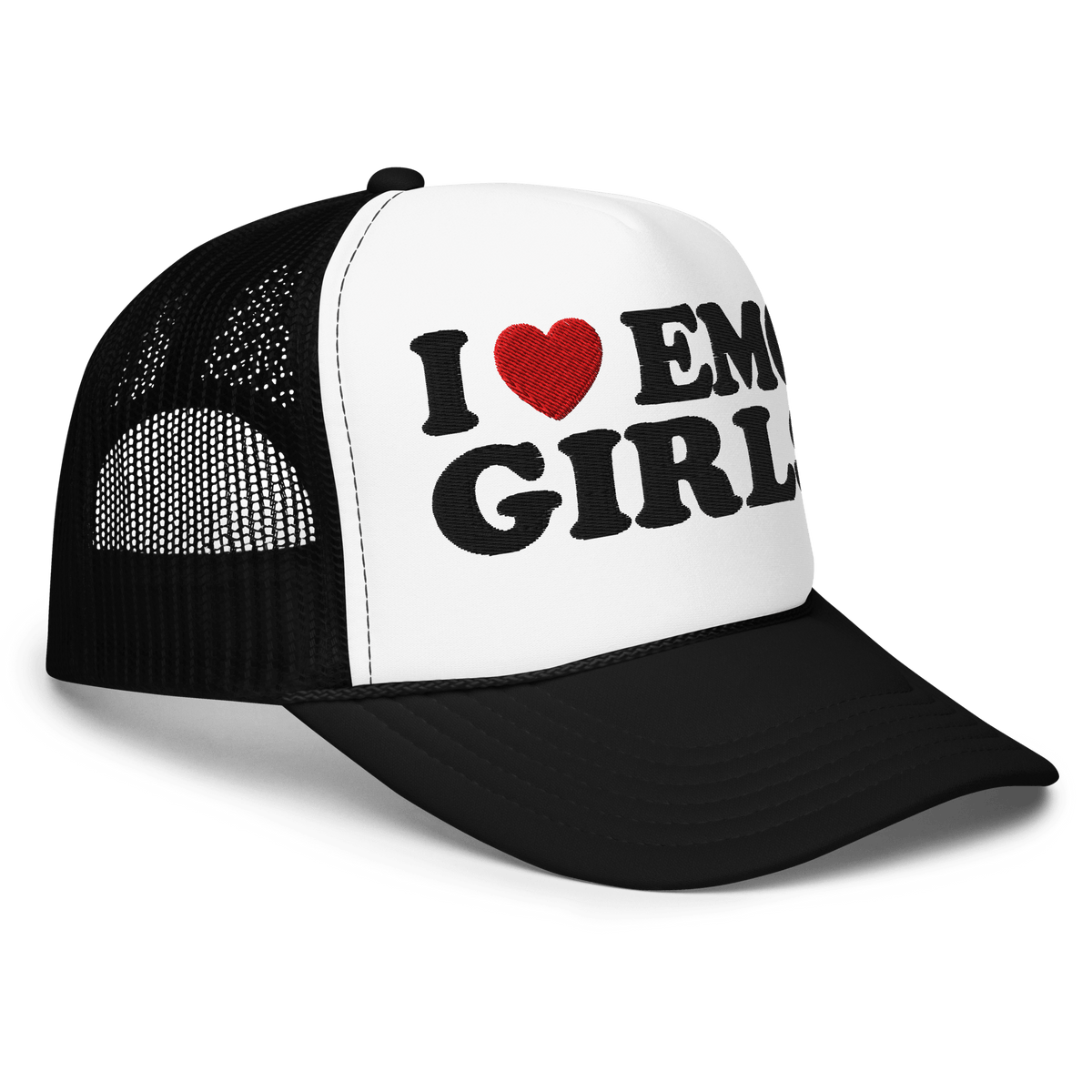 I Heart Emo Girls Foam Embroidered Trucker Hat