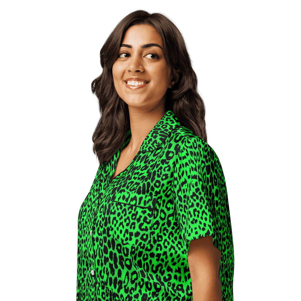 Lime Leopard Silky Pajama Top