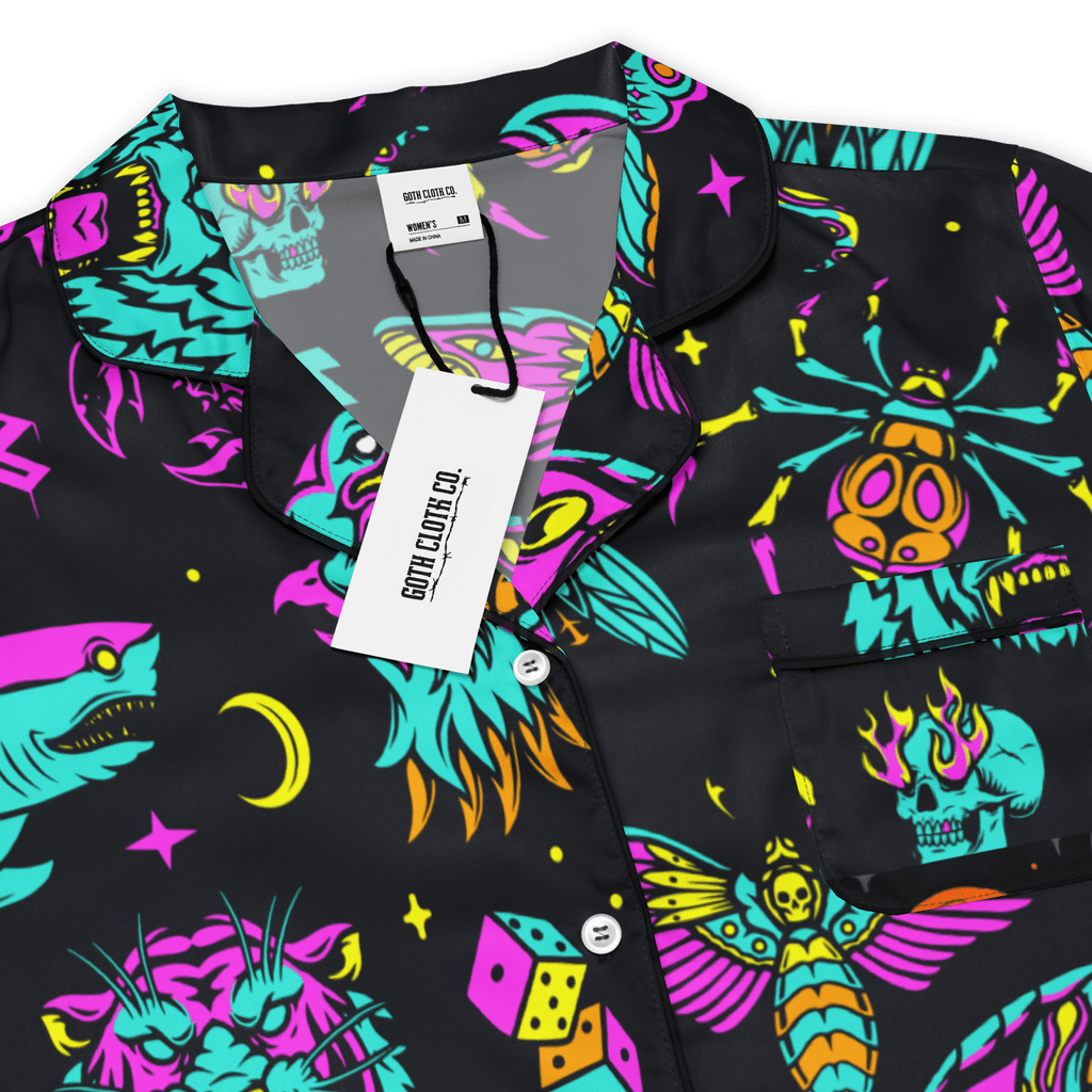 Neon Traditional Silky Pajama Top