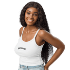 Paranoid Embroidered Ribbed Cropped Tank Top