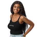 Paranoid Embroidered Ribbed Cropped Tank Top