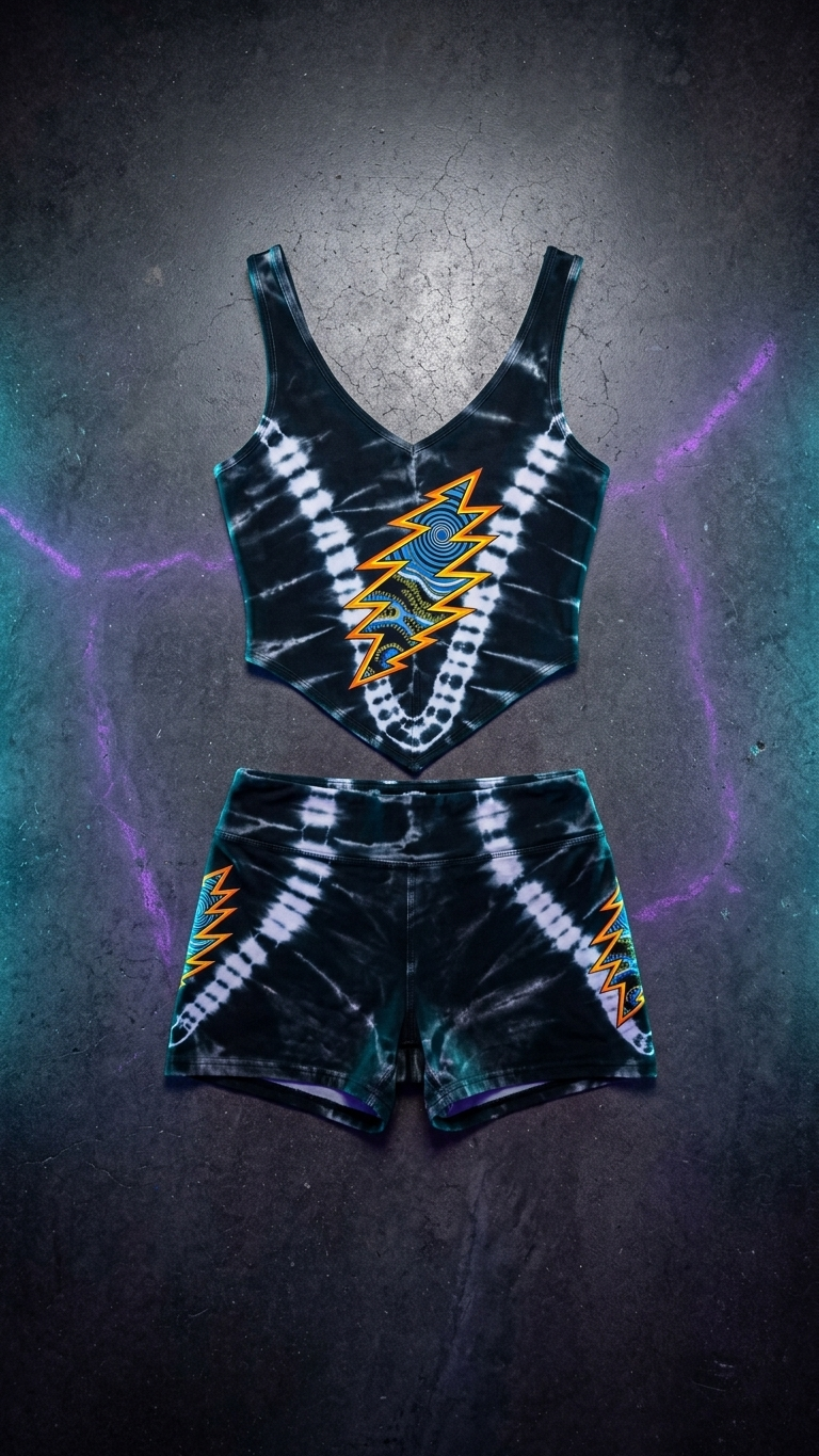 Onyx Lightning Bolt Mesh Top