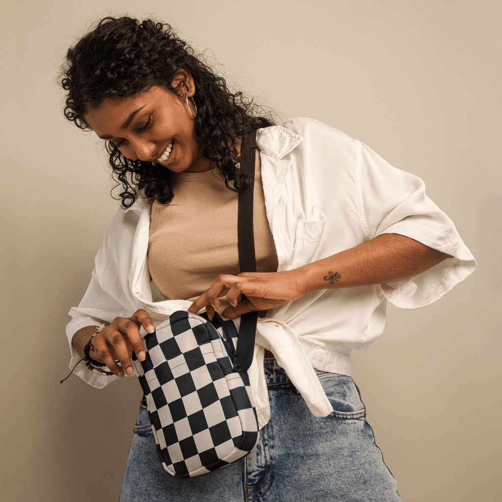 Retro Revival Checkerboard Crossbody Bag